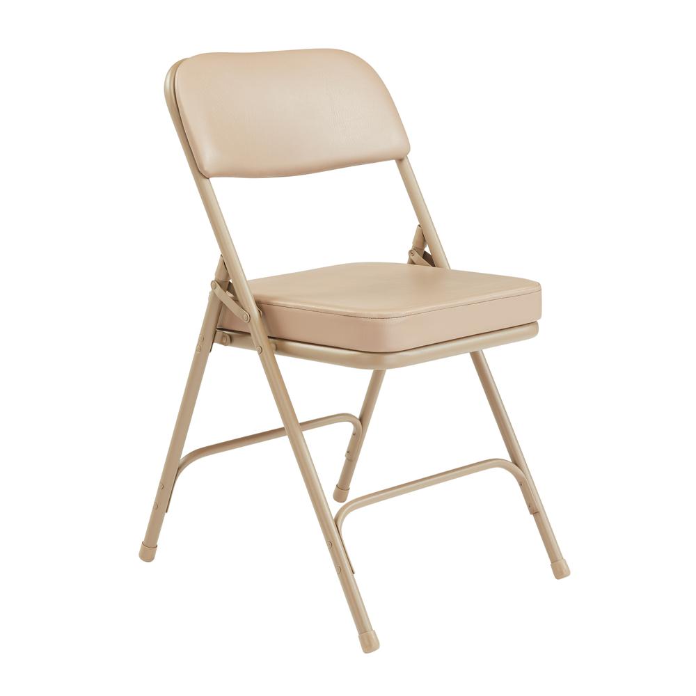 NPS® 3200 Series Premium 2" Vinyl Upholstered Double Hinge Folding Chair, Beige (Pack of 2)