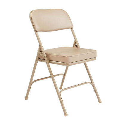 NPS® 3200 Series Premium 2" Vinyl Upholstered Double Hinge Folding Chair, Beige (Pack of 2)