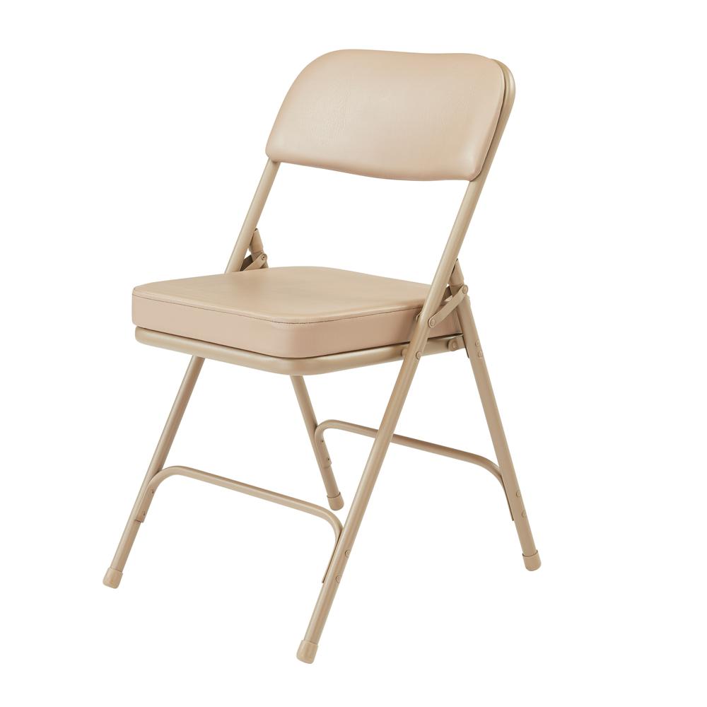 NPS® 3200 Series Premium 2" Vinyl Upholstered Double Hinge Folding Chair, Beige (Pack of 2)