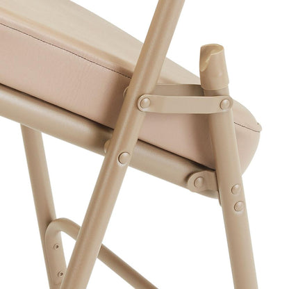 NPS® 3200 Series Premium 2" Vinyl Upholstered Double Hinge Folding Chair, Beige (Pack of 2)