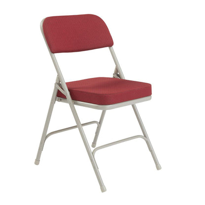 NPS® 3200 Series Premium 2" Fabric Upholstered Double Hinge Folding Chair, New Burgundy (Pack of 2)