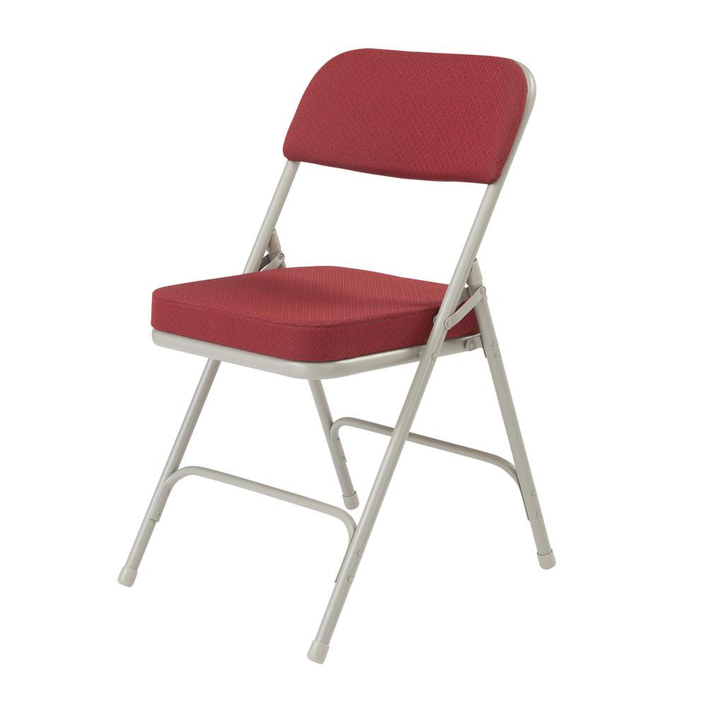 NPS® 3200 Series Premium 2" Fabric Upholstered Double Hinge Folding Chair, New Burgundy (Pack of 2)