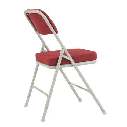 NPS® 3200 Series Premium 2" Fabric Upholstered Double Hinge Folding Chair, New Burgundy (Pack of 2)