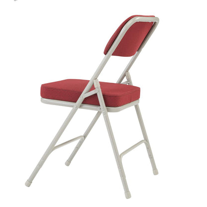 NPS® 3200 Series Premium 2" Fabric Upholstered Double Hinge Folding Chair, New Burgundy (Pack of 2)