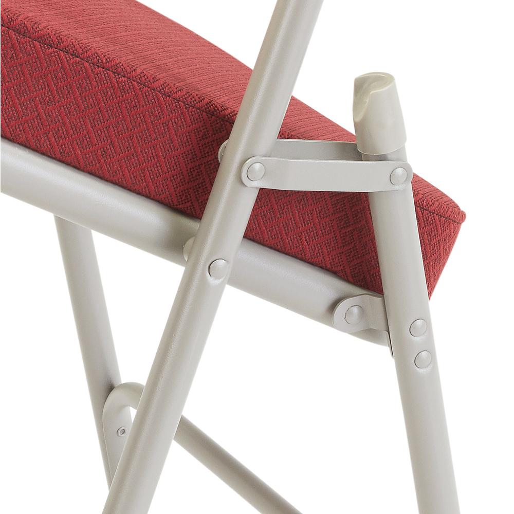 NPS® 3200 Series Premium 2" Fabric Upholstered Double Hinge Folding Chair, New Burgundy (Pack of 2)