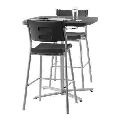 NPS® Café Time Adjustable-Height Table, Charcoal Slate Top & Silver Frame