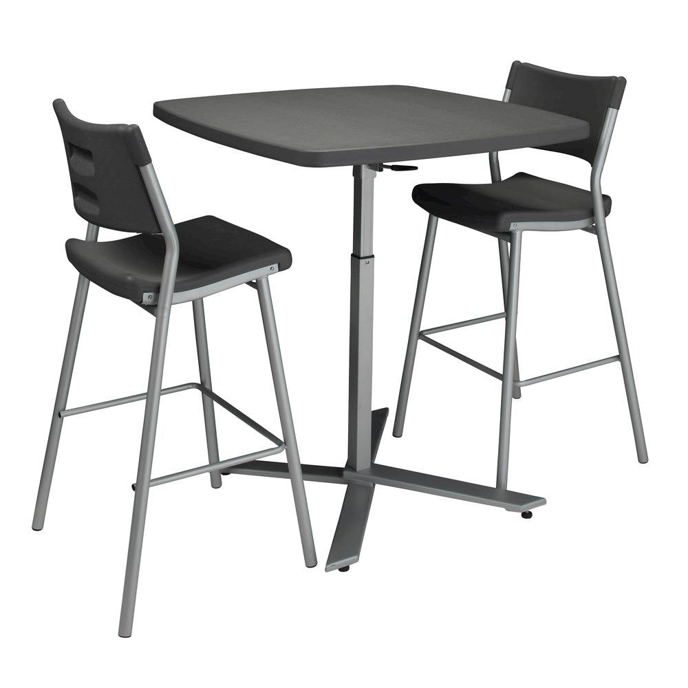 NPS® Café Time Adjustable-Height Table, Charcoal Slate Top & Silver Frame