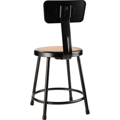 NPS® 18"Heavy Duty Steel Stool With Backrest, Black