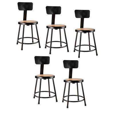 NPS® 18"Heavy Duty Steel Stool With Backrest, Black
