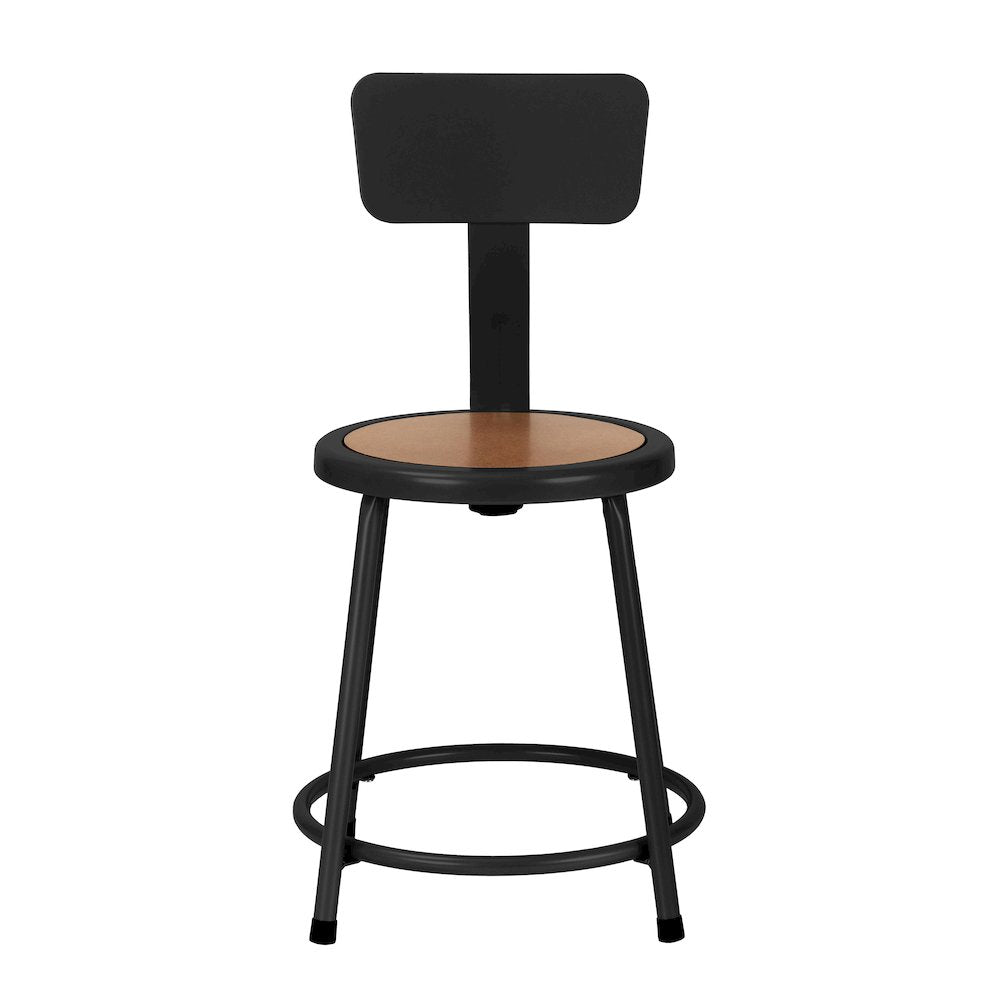 18" Heavy Duty Steel Stool With Backrest, Black