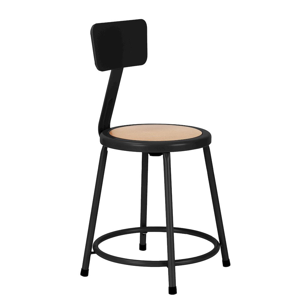 18" Heavy Duty Steel Stool With Backrest, Black