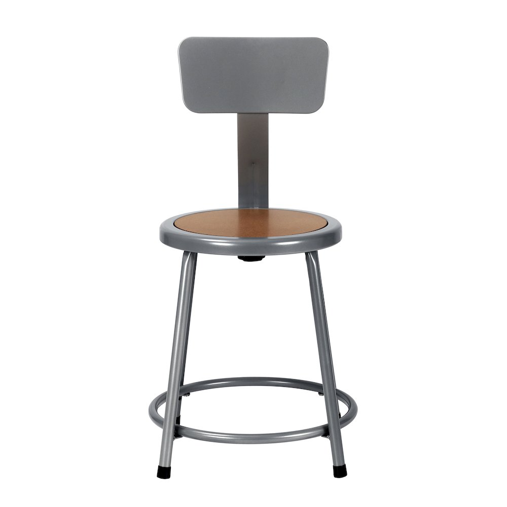 18" Heavy Duty Steel Stool With Backrest, Grey