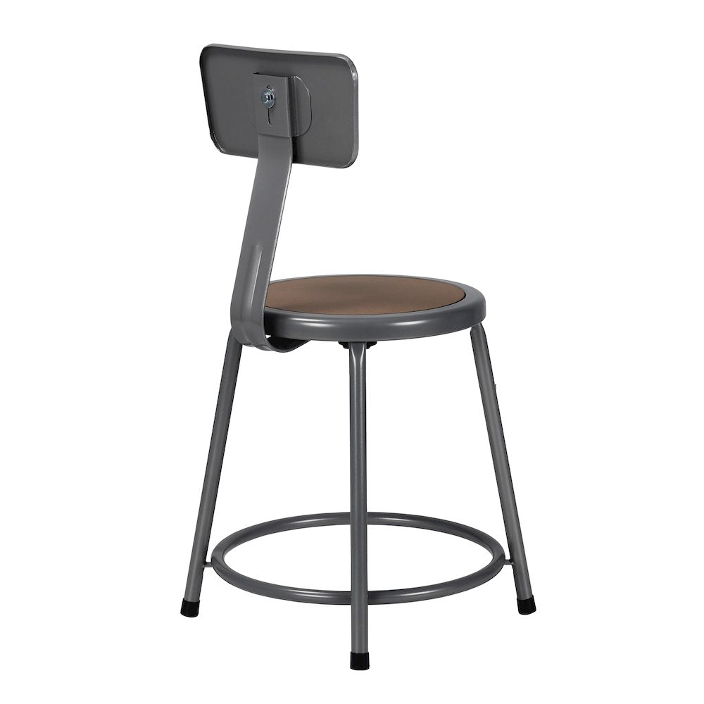 18" Heavy Duty Steel Stool With Backrest, Grey