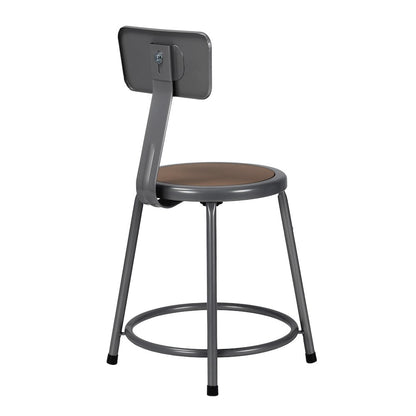 18" Heavy Duty Steel Stool With Backrest, Grey