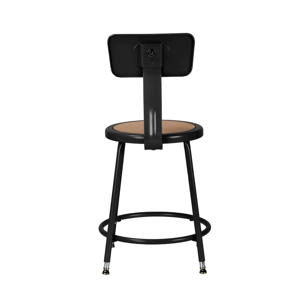 18.5 -26.5" Height Adjustable Heavy Duty Steel Stool With Backrest, Black