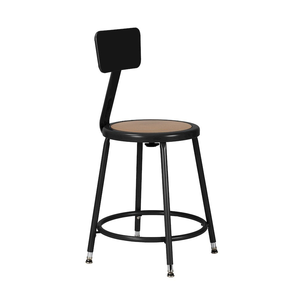 18.5 -26.5" Height Adjustable Heavy Duty Steel Stool With Backrest, Black