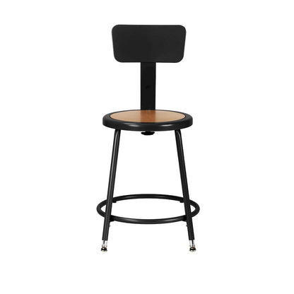 18.5 -26.5" Height Adjustable Heavy Duty Steel Stool With Backrest, Black