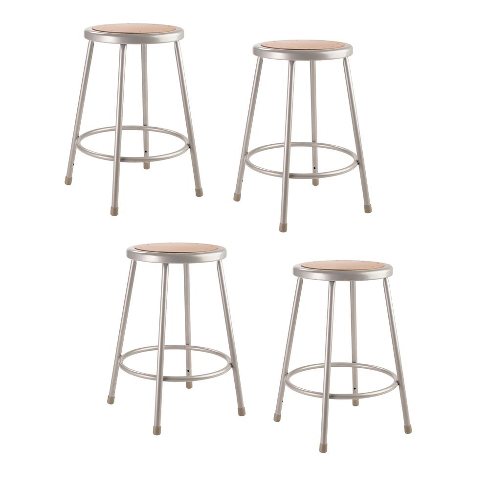 (4 Pack) NPS® 24" Heavy Duty Steel Stool, Grey