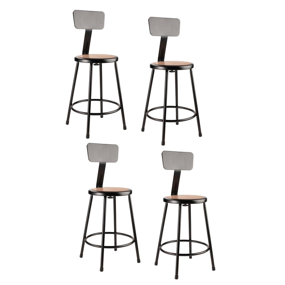 NPS® 24"Heavy Duty Steel Stool With Backrest, Black