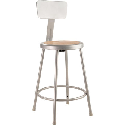 (4 Pack) NPS® 24"Heavy Duty Steel Stool With Backrest, Grey