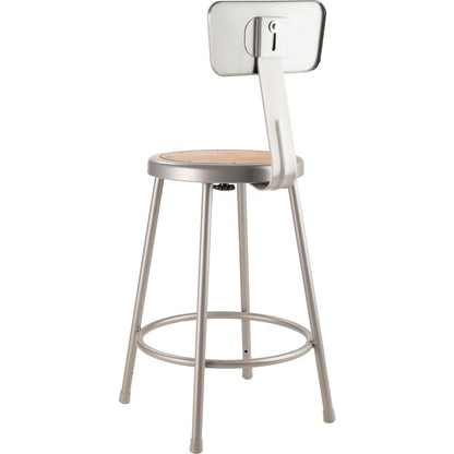 (4 Pack) NPS® 24"Heavy Duty Steel Stool With Backrest, Grey