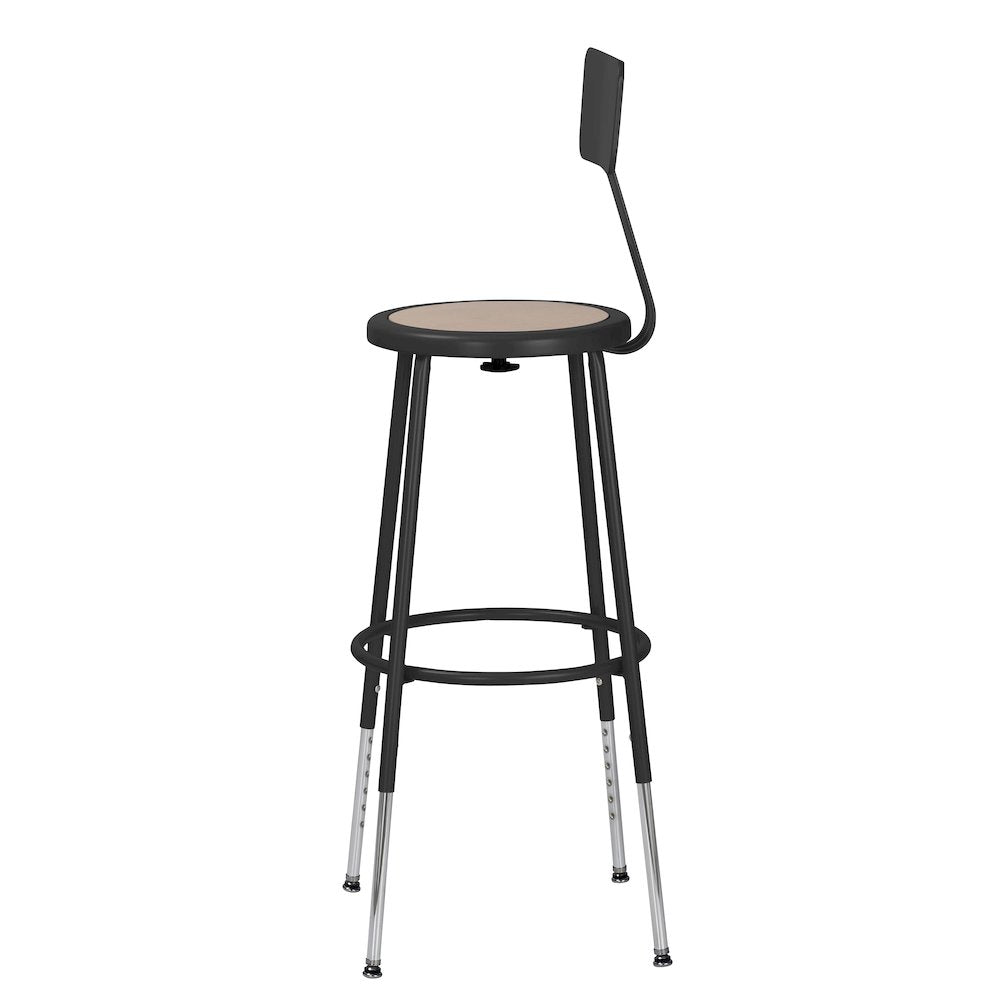 24.5 -32.5" Height Adjustable Heavy Duty Steel Stool With Backrest, Black