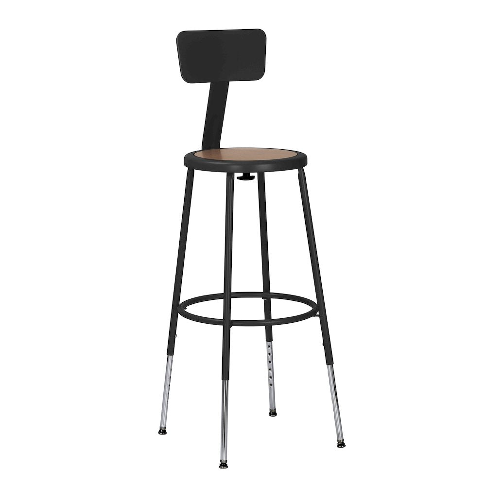 24.5 -32.5" Height Adjustable Heavy Duty Steel Stool With Backrest, Black