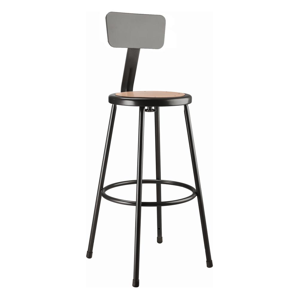 (3 Pack) NPS® 30" Heavy Duty Steel Stool With Backrest, Black