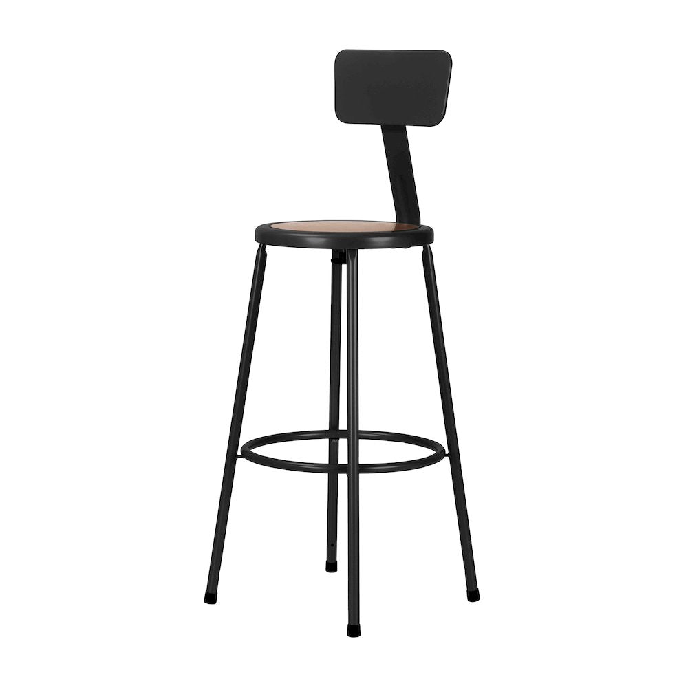 30" Heavy Duty Steel Stool With Backrest, Black