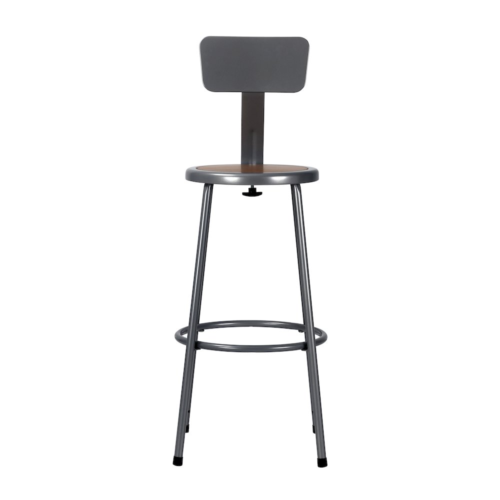 30" Heavy Duty Steel Stool With Backrest, Grey