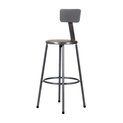 30" Heavy Duty Steel Stool With Backrest, Grey