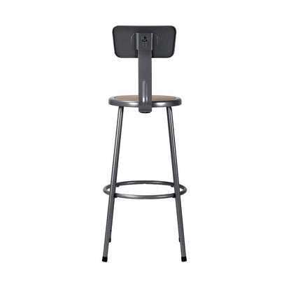 30" Heavy Duty Steel Stool With Backrest, Grey