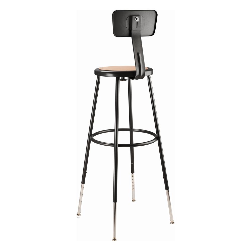(3 Pack) NPS® 32 -39" Height Adjustable Heavy Duty Steel Stool With Backrest, Black