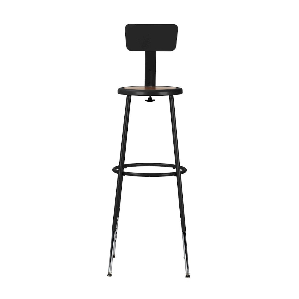 30.5 -38.5" Height Adjustable Heavy Duty Steel Stool With Backrest, Black