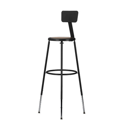 30.5 -38.5" Height Adjustable Heavy Duty Steel Stool With Backrest, Black