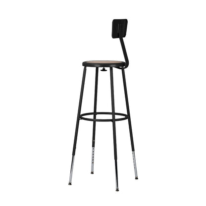 30.5 -38.5" Height Adjustable Heavy Duty Steel Stool With Backrest, Black