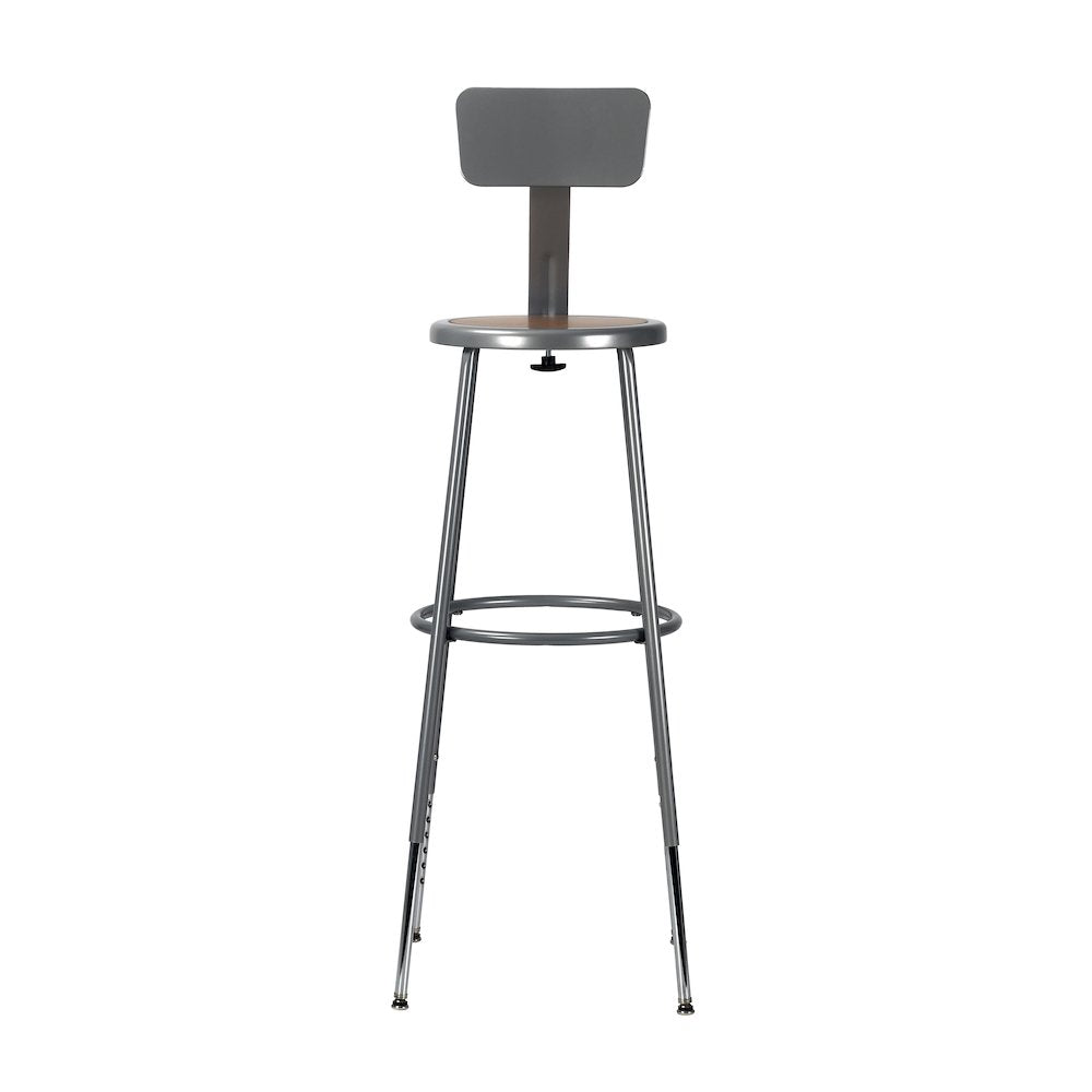 30.5 -38.5" Height Adjustable Heavy Duty Steel Stool With Backrest, Grey