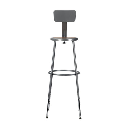30.5 -38.5" Height Adjustable Heavy Duty Steel Stool With Backrest, Grey
