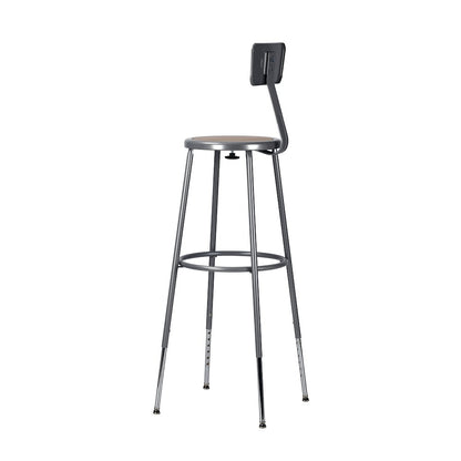 30.5 -38.5" Height Adjustable Heavy Duty Steel Stool With Backrest, Grey