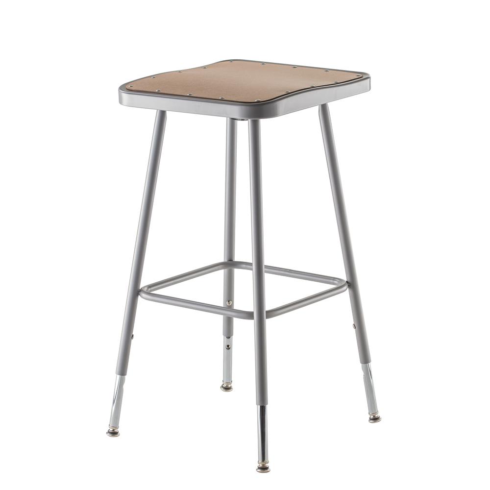 (2 Pack) NPS® 25"-33" Height Adjustable Heavy Duty Square Seat Steel Stool, Grey
