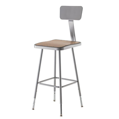 (2 Pack) NPS® 25"-33" Height Adjustable Heavy Duty Square Seat Steel Stool With Backrest, Grey