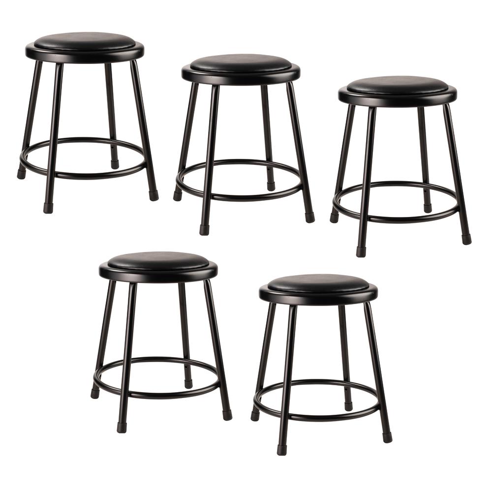 (5 Pack) NPS® 18" Heavy Duty Vinyl Padded Steel Stool, Black