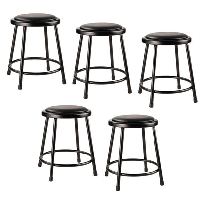 (5 Pack) NPS® 18" Heavy Duty Vinyl Padded Steel Stool, Black