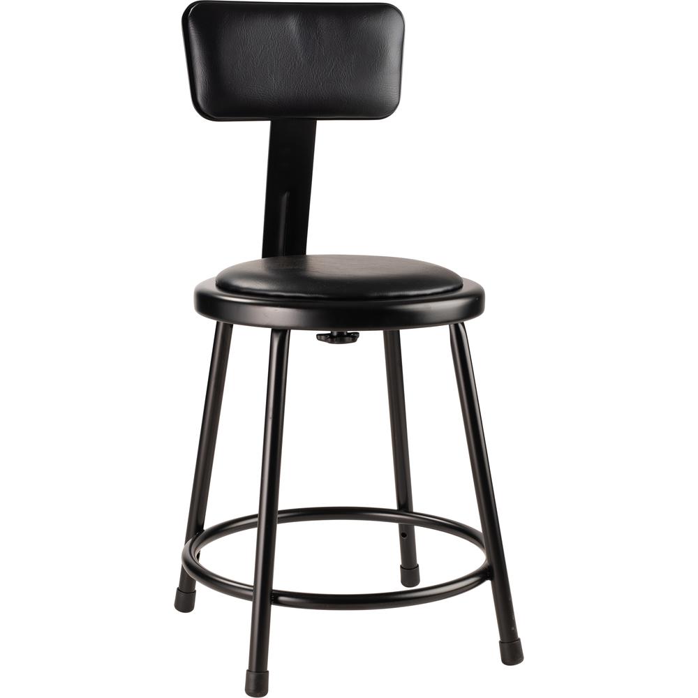 (5 Pack) NPS® 18"Heavy Duty Vinyl Padded Steel Stool With Backrest, Black