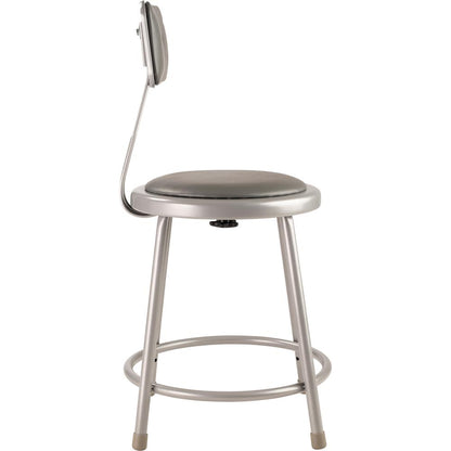 (5 Pack) NPS® 18"Heavy Duty Vinyl Padded Steel Stool With Backrest, Grey