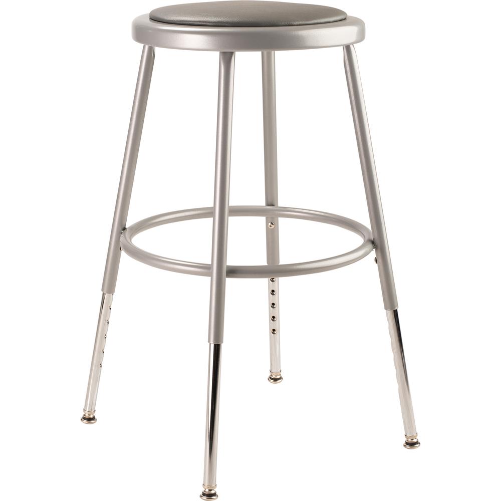 NPS® 19"-27" Height Adjustable Heavy Duty Vinyl Padded Steel Stool, Grey