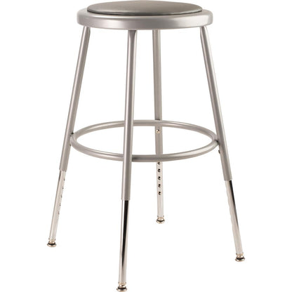 NPS® 19"-27" Height Adjustable Heavy Duty Vinyl Padded Steel Stool, Grey
