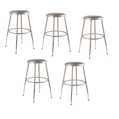 NPS® 19"-27" Height Adjustable Heavy Duty Vinyl Padded Steel Stool, Grey