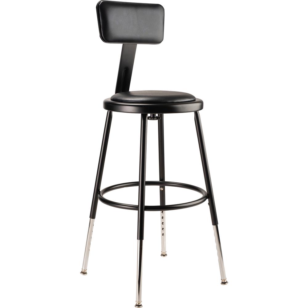 (5 Pack) NPS® 19"-27" Height Adjustable Heavy Duty Vinyl Padded Steel Stool With Backrest, Black