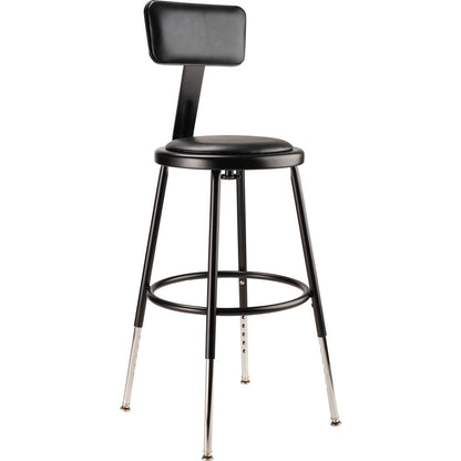(5 Pack) NPS® 19"-27" Height Adjustable Heavy Duty Vinyl Padded Steel Stool With Backrest, Black